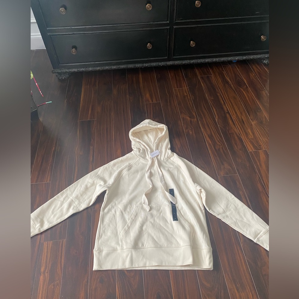 brand new banana republics, cream hoodie.